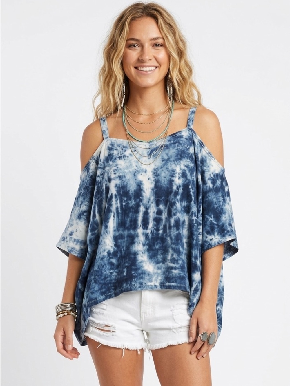 Hippie Laundry Tie-Dye Cold-Shoulder Women's Top